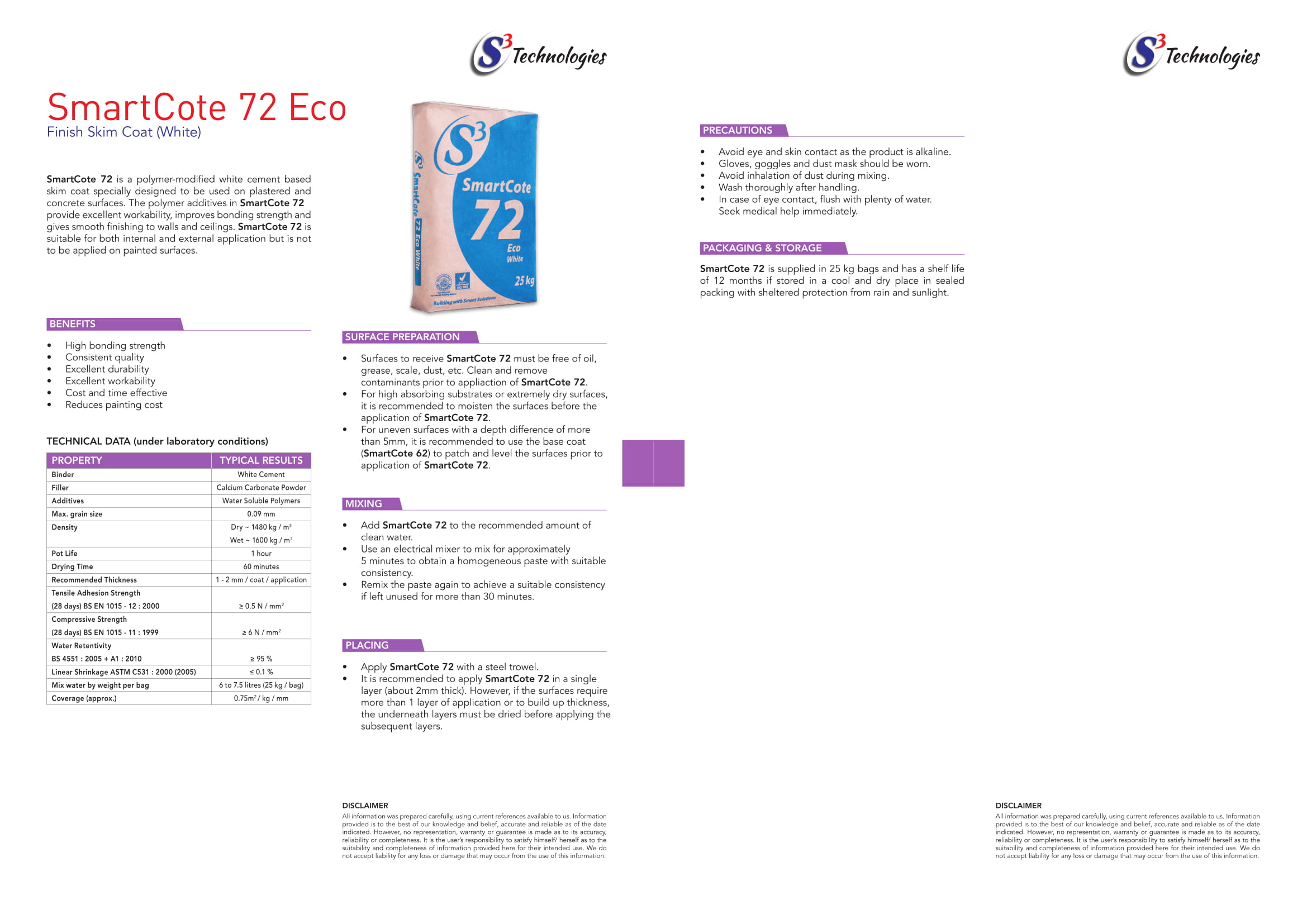 SmartCote 72 | White Skim Coat Finish