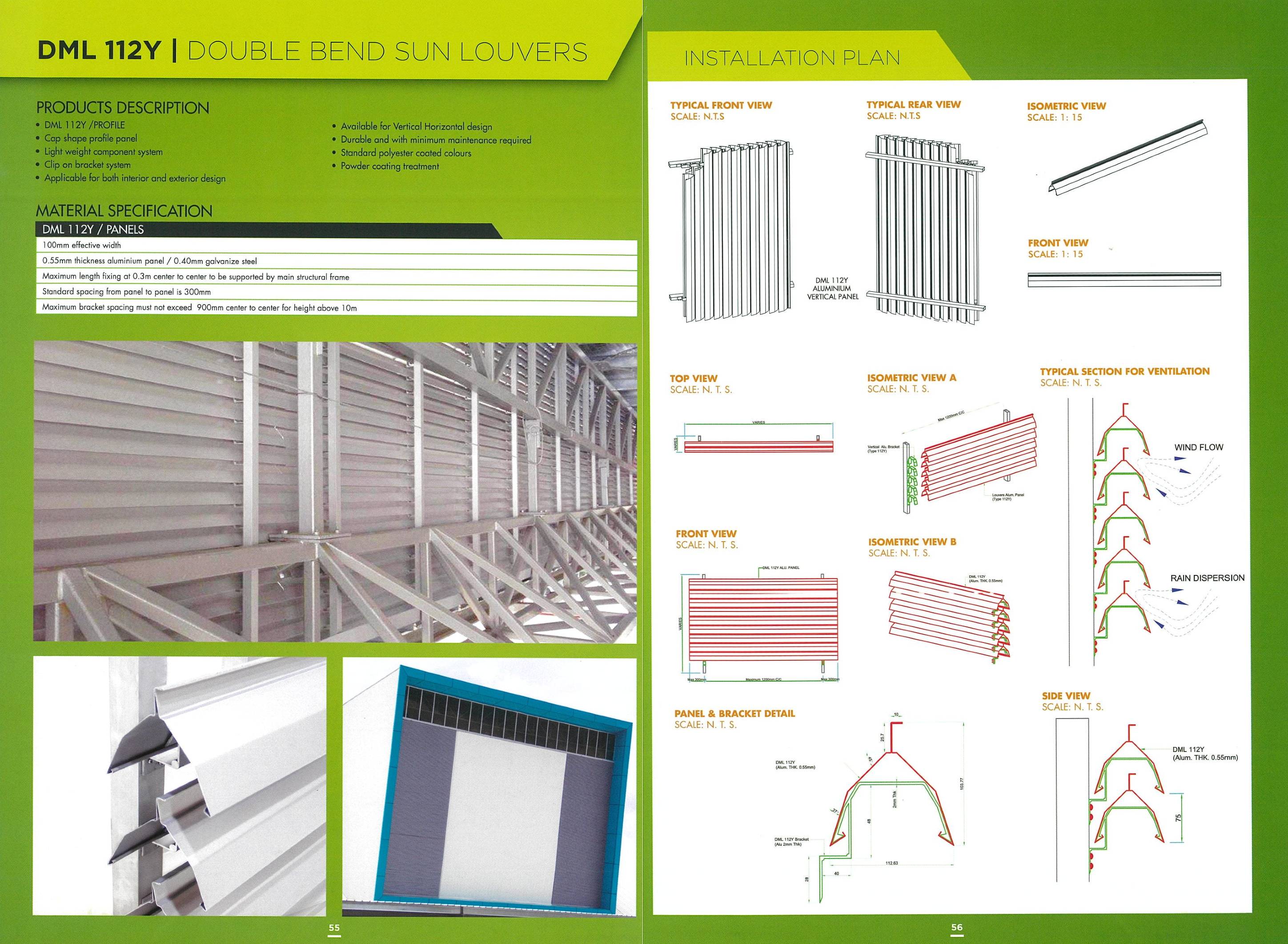 DML Double Bend Sun Louver 112Y |  Aluminium Louvers