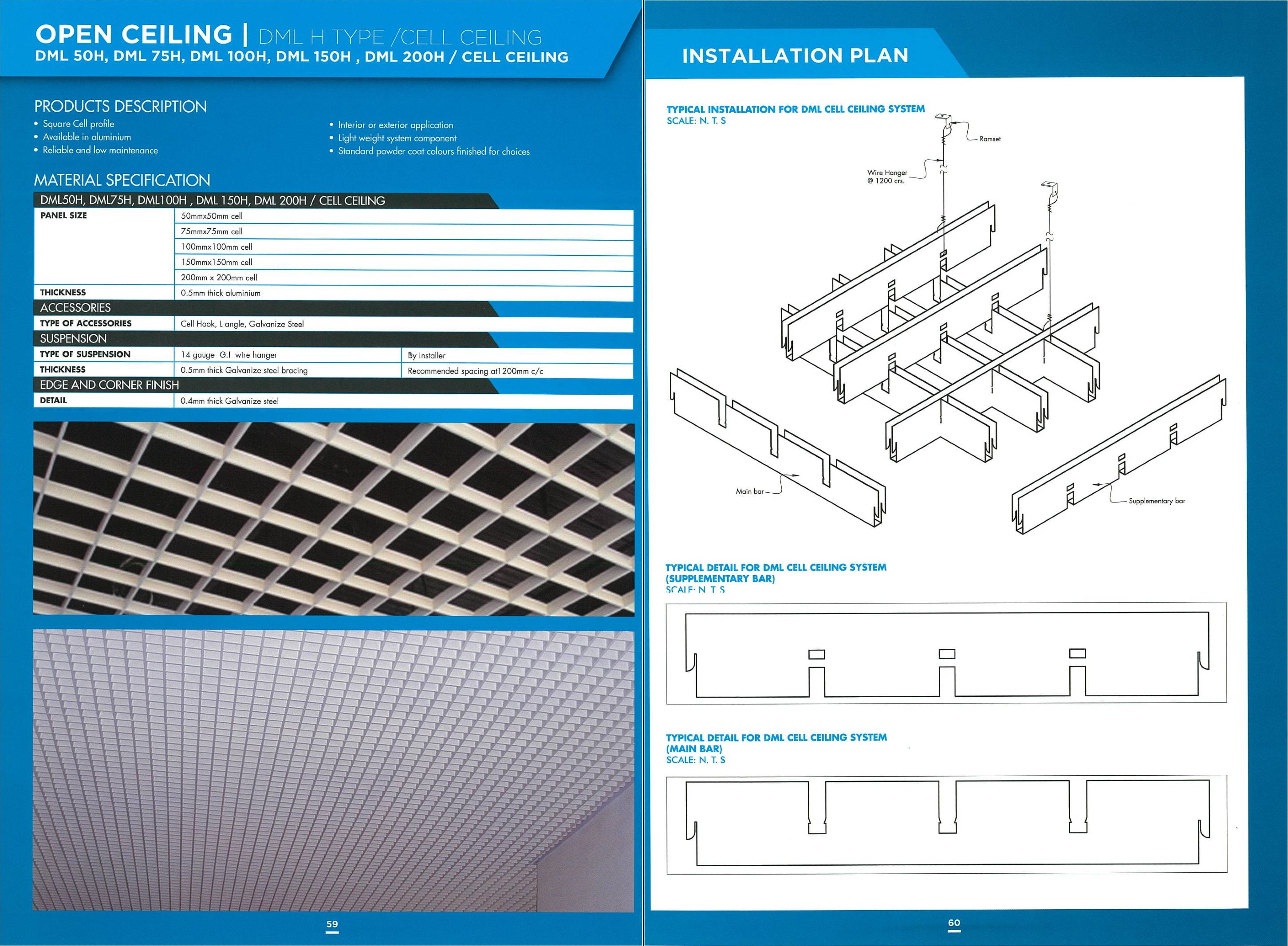 DML H Type Open Cell Ceiling | Aluminium Cell Ceiling