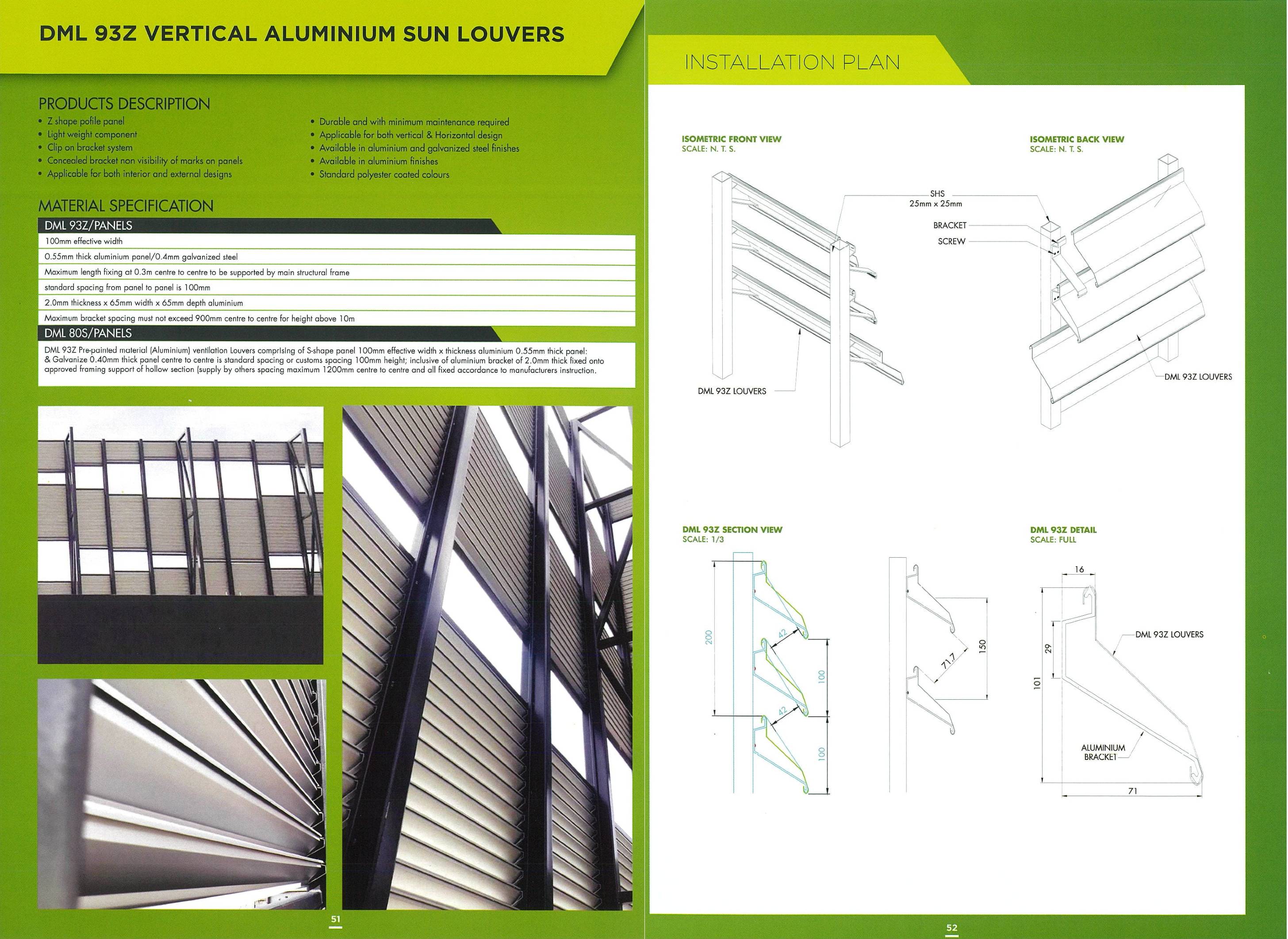 DML Vertical Sun Louver 93Z |  Aluminium Louvers